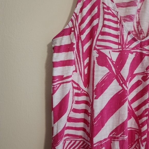 Lilly Pulitzer Womens Minka Tank Yacht SEA Capri Pink White Top V-Neck Size S - Picture 4 of 12